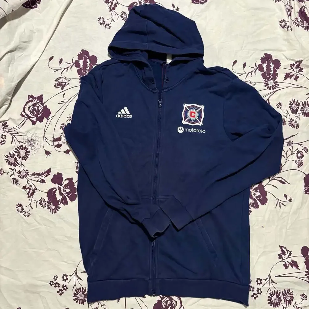 Adidas MLS Chicago Fire Anthem Full-Zip Hooded Jacket Navy